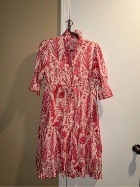 Victoria Dunn Pink Floral Midi Dress